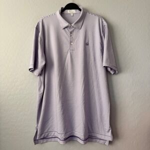 Peter Millar Summer Comfort Polo Shirt Purple Striped Golf Mens XL
